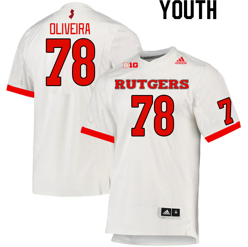 Youth #78 Nick Oliveira Rutgers Scarlet Knights College Football Jerseys Stitched Sale-White - Click Image to Close